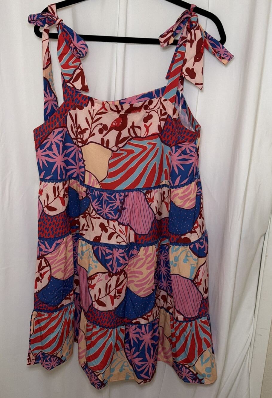 Umgee Womens Mix Print Tiered Baby Doll Dress Sz Medium